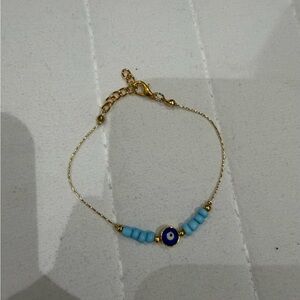 Gold and Blue Evil Eye Bracelet